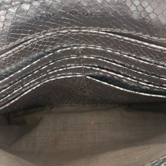 Marc Jacobs Quilted Leather Snakeskin Animal Print Embossed Studded Silver Bag - Picture 9 of 12